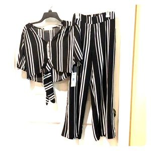 Cropped Shirt and Matching Pants Set